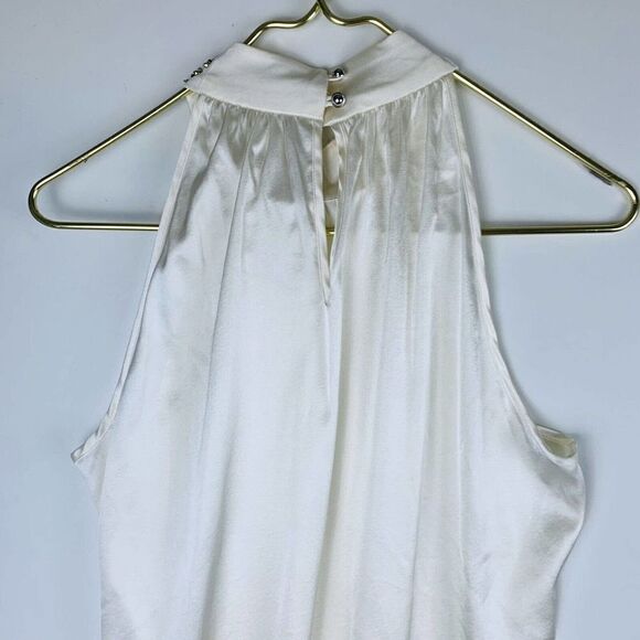 Cache Women’s Size L 100%Silk Jewels Halter Neck Satin Pearl Color - Picture 6 of 7